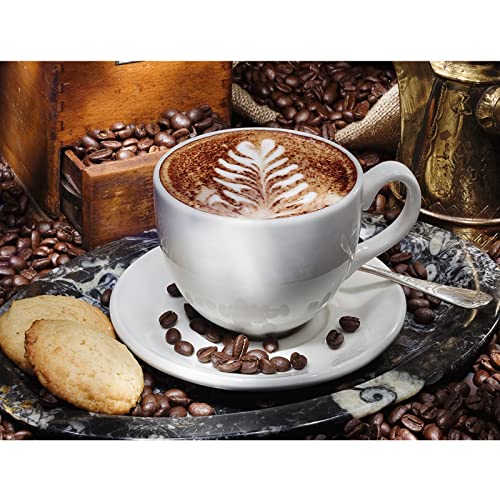 Breakfast Coffee Diamond Painting DIY 5D Numbering Kit Black Coffee Bean Artwork Pictures White Cup Wall Art Crystal Strass Stickerei Malerei Home Decor Erwachsene Koffein Geschenk (DIY gerahmt) von Walarky