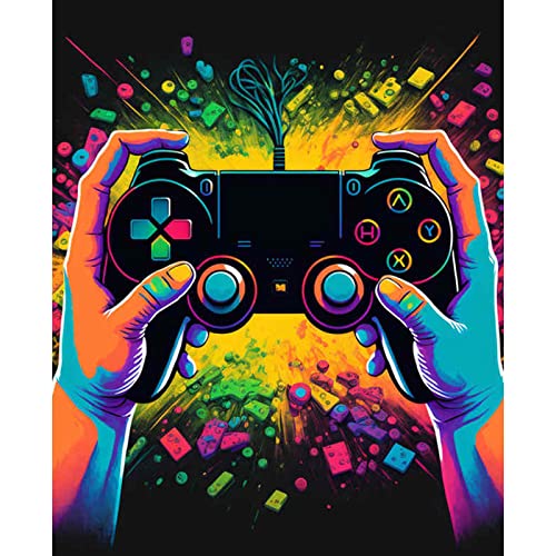 Cooler Gamer Malen nach Zahlen für Erwachsene DIY Acryl Aquarell Malen nach Zahlen für Kinder Anfänger Malen Kunst Handwerk auf Leinwand für Home Wand Decor Buntes Spiel Schild Malerei 40x50cm von Walarky