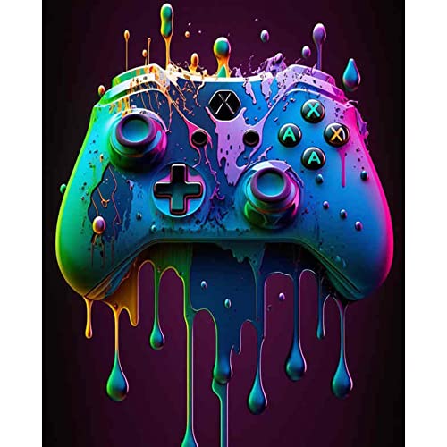 Game Controller Malen nach Zahlen für Erwachsene DIY Acryl Aquarell Malen nach Zahlen für Kinder Anfänger Malen Kunst Handwerk Leinwand rahmenlos Jungen Zimmer Dekoration Kunst Wandbilder (rahmenlos) von Walarky