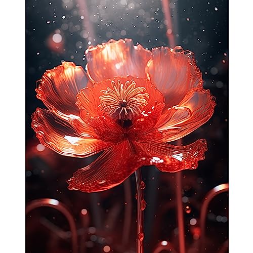 Malen nach Zahlen für Erwachsene, Geschenk, Motiv: Blühende rote Island-Mohnblume, Bild, Geschenk, Ölgemälde-Kits auf Leinwand mit Pinseln, Acrylpigment, digitale Malerei für Zuhause, Zimmer, von Walarky