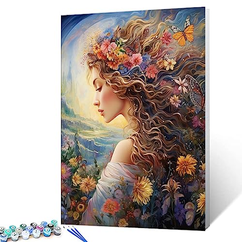 Malen nach Zahlen für Erwachsene und Anfänger, Motiv: Sonnenblume, Wildblumen, digitales Ölgemälde-Set auf Leinwand mit Pinseln und Acrylpigmenten, afrikanische Frauen, Heimdekoration, Boho-Geschenke, von Walarky