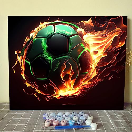 Malen nach Zahlen zum Selbermachen für Erwachsene und Kinder, grüner Fußball, Malen nach Zahlen, DIY-Malset aus Acryl, Malset für Zuhause, Wand, Wohnzimmer, Schlafzimmer, Dekoration, DIY-Rahmen, von Walarky