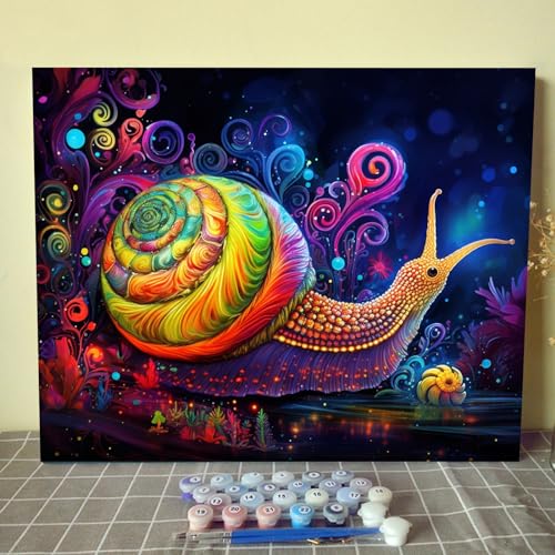 Walarky Acryl-Malset mit großer Schnecke, Malen nach Zahlen auf Leinwand, für Erwachsene, leuchtende Nacht, Malen nach Zahlen für Anfänger, Kinder, geeignet für Heimwanddekoration, 40,6 x 50,8 cm, von Walarky