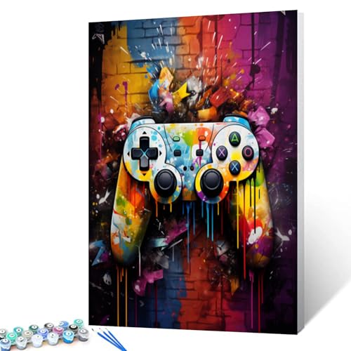 Walarky Game Controller Malen nach Zahlen für Erwachsene,Anfänger,Graffiti-Kunstbild,Geschenk,Ölgemälde-Kits auf Leinwand mit Pinseln,Acrylpigment,digitales Gemälde Zuhause,Wanddekoration,40,6 x von Walarky