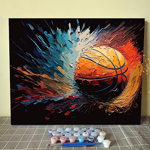 Walarky Malen nach Zahlen Basketballbild, Ölgemälde-Set für Kinder und Erwachsene, Acryl-Ölgemälde auf Leinwand, Zahlenmalerei, Bastelsets für Jungen, Schlafzimmer, Dekoration, DIY-Rahmen, 40,6 x 50,8 von Walarky