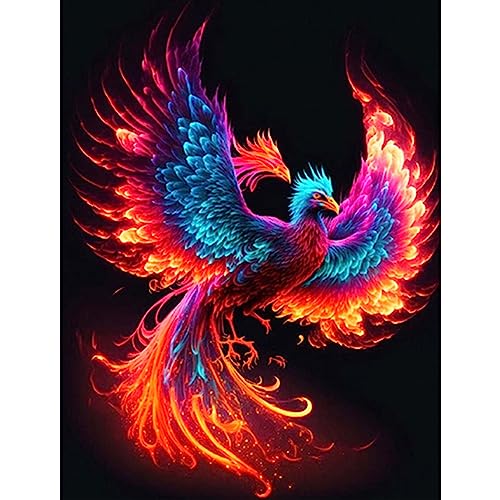 Walarky The Phoenix mit Flügeln, Diamant-Malerei-Set für Erwachsene, Anfänger, DIY, 5D, Vollbohrer, runde Kristall-Strass-Stickerei, Kunsthandwerk einfaches Malen auf Leinwand, 30,5 x 40,6 cm von Walarky