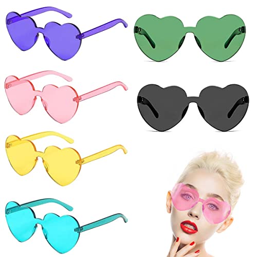 Waldspring Farbe Herz Brillen Set, Farbe Party Brille Lustige Kostüm Brille, Retro Party Sonnenbrille, Bunte Herz Sonnenbrille, Herzförmige Brille Set von Waldspring