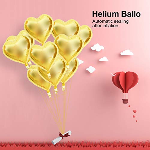 10 Stück 18 Herz-Aluminiumfolien-Aluminiumfolienballons, Helium-Ballonballons für Party, Hochzeit, Geburtstag, Dekoration – Automatische Versiegelung und Reduzierte Explosion (#6) von Walfront