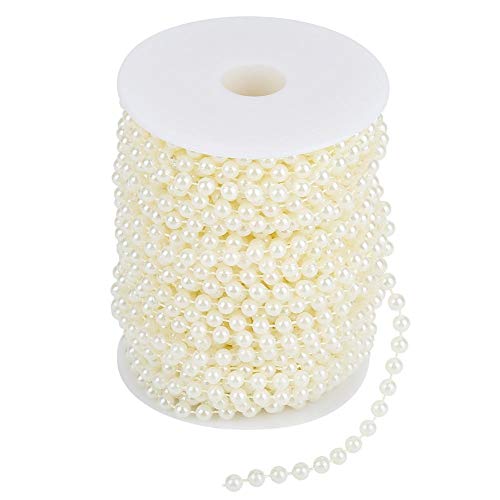 25 m Rolle Schleifperlen Draht-Perlen Kunstperlen Perlenkette Girlande für Hochzeit Party Zuhause Dekoration 6 mm beige von Walfront