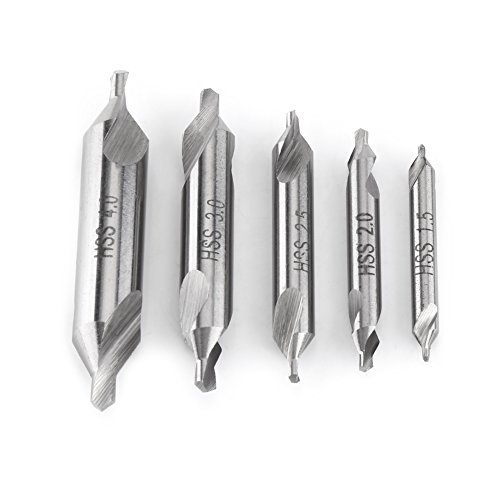 5-teiliger Zentrierbohrer Metall, HSS Zentrierbohrer Set mit einem Winkel von 60 Grad für Drehmaschinen 1,5/2/2,5/3/4 mm Spannbohrfutter fuer Drehbank von Walfront