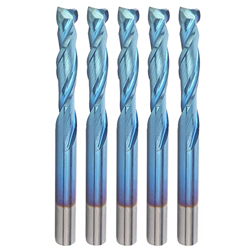 5Pcs CNC Fräser Bits Fräser Nano Blue Coat Einzelflöten Spiral Downcut Cutter 2 Flöten Wolfram Stahl Schneiden CNC Werkzeug 3.175x15x40mm von Walfront