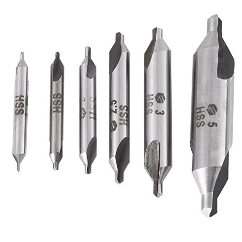 60 Grad HSS Zentrierbohrer Set Bohrer Zentrierbohrer Senker Anbohrer 6 stücke 1/1.5/2 / 2.5/3 / 5mm für Metall von Walfront