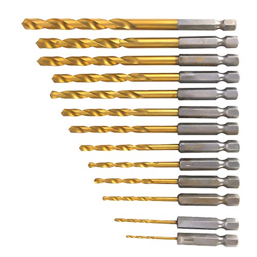 Hex Shank Bohrer Set HSS 13PC Hochgeschwindigkeits-Stahl-Twist-Bohrer für Holz Kunststoff Eisen Stahl Kupfer Aluminium Schnell Bohren für Projekte Wartung von Walfront