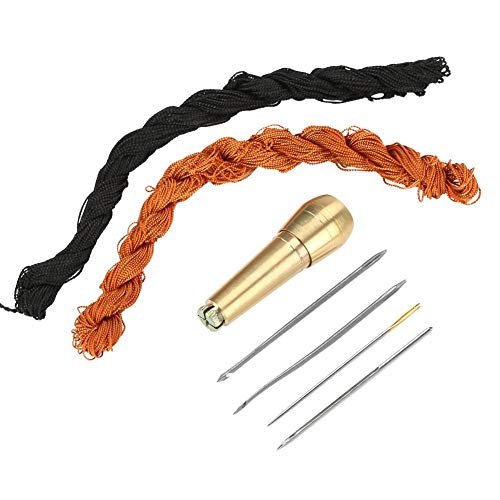 Nähahle Kupfergriff DIY Schuhe Reparatur Haken Nadeln Nähen Awl Kit mit 18 m schwarzen und braunen Linien für DIY Nähen Reparaturen Canvas Leder von Walfront