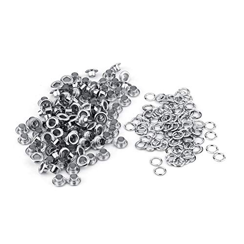 Walfront Ösen Nieten, 100 stücke 5mm Metall Ösen und Scheiben für DIY Leder Handwerk Stoff Gürtel Locher Rahmung Dekoration(Silber) von Walfront