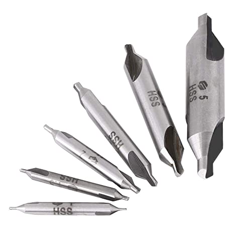 Zentrierbohrer Set, 6 Stücke 60 Grad Triton Edelstahl HSS ZentrumBohrer, 1/1,5/2 / 2,5/3 / 5mm Drehmaschine Kombiniert Zentrum Bohrer Senker für Metall von Walfront