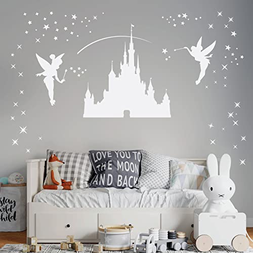 Disney Castle Girls Wandaufkleber, Feen, Feen, Tinkerbell-Sterne, Weiß von Wall Designer