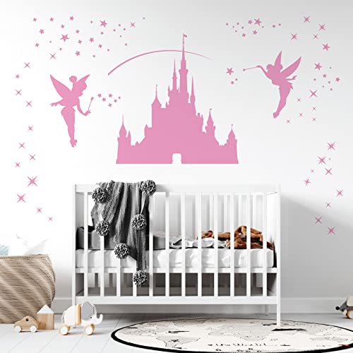 Disney Castle Mädchen-Wandaufkleber, Feenfee, Tinkerbell-Sterne, Rosa von Wall Designer