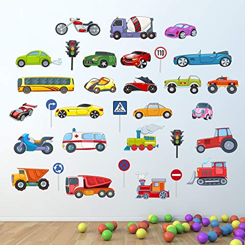 Autos Transport Lernen Wandaufkleber Kinder Decals Cartoon Bus Flugzeug Kunst Spiele von Wall4stickers