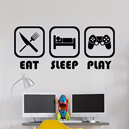 Eat Sleep Play Kinderzimmer Wandaufkleber Mural Vinyl Decal Kindergarten Kinder Gamer Kunst Teenager Video Spiel Wandbild von Wall4stickers