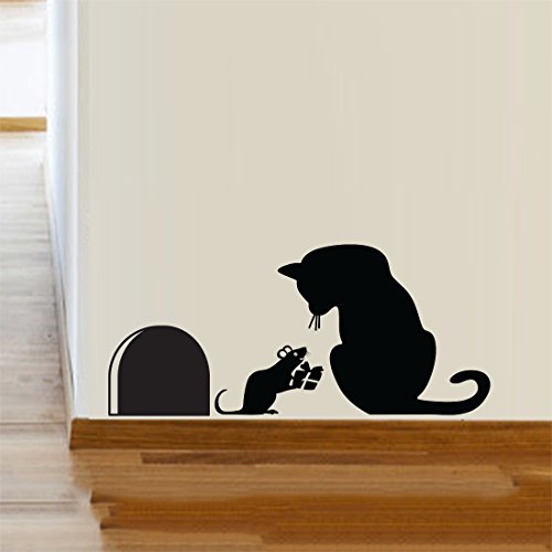 Katze Maus Loch Weihnachten Party Geschenk Vinyl Wandaufkleber Dekor Aufkleber Wand KItchen Haustiere von Wall4stickers