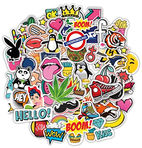 Stickerbombe aufkleber 100 sticker graffiti macbook iphone skateboard vinyl pop art aufkleber Sortiert Sticker Pack Snowboard Gepäck Koffer iPhone Auto Fahrrad Bumper Bomb Pack - Vintage Retro Pop Art von Wall4stickers