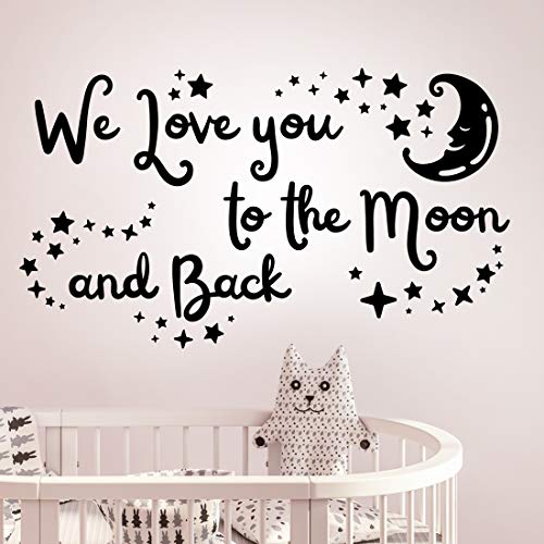 Wandsticker mit Zitat "We love you to the moon and back", für Kinderzimmer, Kinderzimmer, Kinderzimmer, Vinyl, inspirierend von Wall4stickers