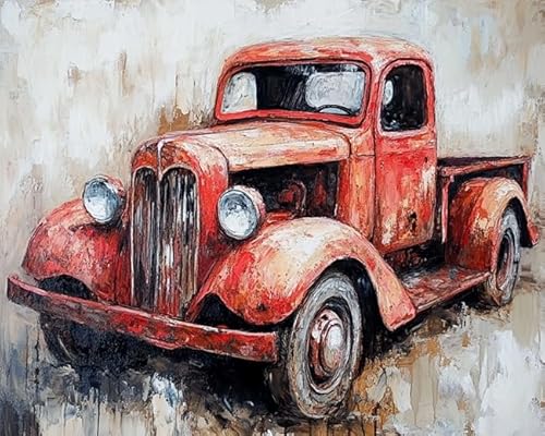 Wallphantom Auto Malen Nach Zahlen,Retro-Auto-LKW,Malen Nach Zahlen Kinder Anfänger,Geschenke,DIY Ölgemälde Set mit Pinseln Acrylpigment Leinwan,40x50cm rahmenlos von Wallphantom