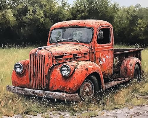 Wallphantom Auto Malen Nach Zahlen,Retro-Auto-LKW,malen nach zahlen erwachsene Ölgemälde Leinwand bastelset für mädchen Geschenke,40x50cm rahmenlos von Wallphantom