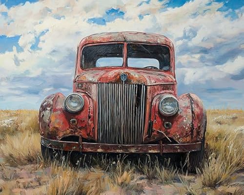 Wallphantom Auto painting by numbers for adults canvas,Retro-Auto-LKW,DIY Oil Painting Canvas Set with Brush and Paint,as a Christmas,Birthday Gift,40x50cm rahmenlos von Wallphantom