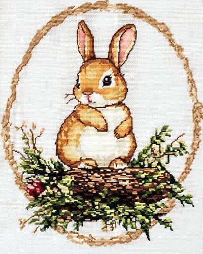 Wallphantom Cross Stitch Stamped Kits,Niedliches Tierkaninchen,Cross-Stitch Complete Kit Handicraft For Living Room Wall Home Decor,16x20in Cross Stitch von Wallphantom