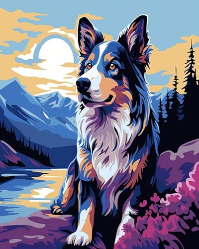 Wallphantom DIY Malen Nach Zahlen Erwachsene,Alaskan Hund Tier,Malen Nach Zahlen Set für Home Deko Geschenk,Handgemalt Ölgemälde Kit,40x50cm Without Frame von Wallphantom