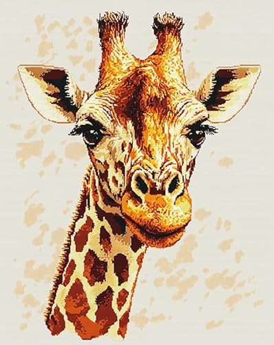 Wallphantom DIY Stickerei-Kreuzstich-Set,Tiergiraffe,11CT Erwachsene Anfanger Kreuzstich Stickpackungen für Wandkunst-Heimdekoration,16x20in von Wallphantom