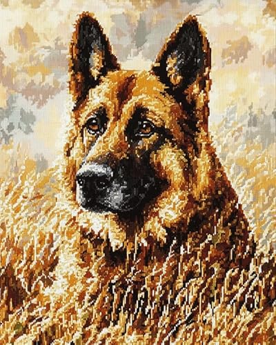 Wallphantom Deutscher Schäferhund Paint by Numbers for Adults,Tier Hund,DIY Oil Painting Kits Canvas with Acrylic Paint,Gift for Teens Boys,40x50cm mit Rahmen von Wallphantom