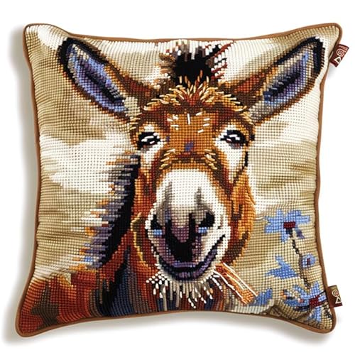 Wallphantom Kreuzstichkissen Set,Tier Esel,Kissenbezug Zum Sticken Kreuzstich,45X45cm Stickkissen mit Muster Stickset Kreuzstich Kissen Wallphantom Kreuzstichkissen Set,Tier Esel,Kissenbezug Zum Sticken Kreuzstich,45X45cm Stickkissen mit Muster Stickset Kreuzstich Kissen von Wallphantom