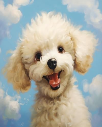 Wallphantom Tier Hund Malen Nach Zahlen,Bichon Frisé,malen nach zahlen erwachsene Ölgemälde Leinwand bastelset für mädchen Geschenke,40x50cm rahmenlos von Wallphantom