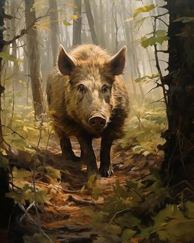 Wallphantom Tier Malen Nach Zahlen,Wildschwein,malen nach zahlen erwachsene Ölgemälde Leinwand bastelset für mädchen Geschenke,40x50cm rahmenlos von Wallphantom