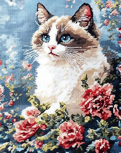 Wallphantom Tiere Ragdoll Katze Malen Nach Zahlen Erwachsene,Blumen,Malen Nach Zahlen Anfänger mit Leinwand Pinseln Acrylpigment,Home Wanddeko Wohnzimme,40x50cm mit Rahmen von Wallphantom