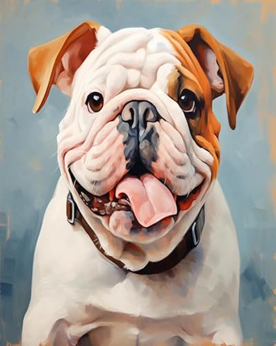 Wallphantom Tierischer Haustierhund Kreuzstich-Set zum Selbermachen,Englische Bulldogge,11CT Vorgedruckt Kreuzstich Stickpackung Sticken Set für Erwachsene Anfänger Cross Stitch,16x20in von Wallphantom