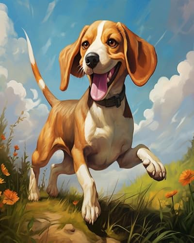 Wallphantom Tierischer Haustierhund Kreuzstich-Set zum Selbermachen,Englischer Foxhound-Hund,komplettes Sortiment an vorgedruckten Startersets für Anfänger,11CT stickbilder 40x50cm von Wallphantom