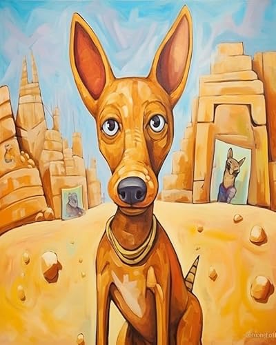 Wallphantom Tierischer Haustierhund Kreuzstich-Set zum Selbermachen,Pharaonenhund,komplettes Sortiment an vorgedruckten Startersets für Anfänger,11CT stickbilder 40x50cm von Wallphantom