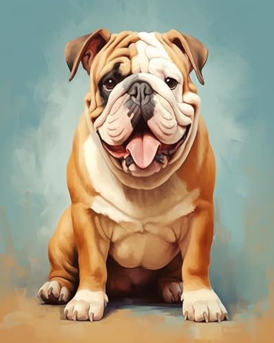 Wallphantom Tierischer Haustierhund Vorgedruckt Kreuzstich Set,Englische Bulldogge,DIY Cross Stitch Stickpackung Craft Handarbeiten Vorgedruckter Stickerei-Starter-Kit für Anfänger,16x20in von Wallphantom