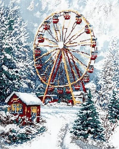 Wallphantom Weihnachten Malen Nach Zahlen Set für Erwachsene,Riesenrad-Schneeszene,Malen Nach Zahlen Ölgemälde Set mit Pinseln Acrylpigment Leinwan,Home Wanddeko,40x50cm rahmenlos von Wallphantom