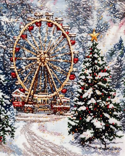 Wallphantom Weihnachten Painting by Numbers for Adults,Riesenrad-Schneeszene,Easy DIY Oil Painting Kit on Canvas with Brushes Pigment,Funny Picture for Beginners,40x50cm rahmenlos von Wallphantom