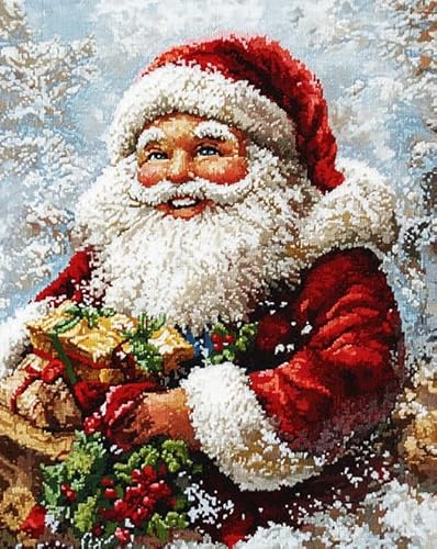 Wallphantom Weihnachten Painting by Numbers for Adults,Weihnachtsmann und Geschenke,Easy DIY Oil Painting Kit on Canvas with Brushes Pigment,Funny Picture for Beginners,40x50cm rahmenlos von Wallphantom