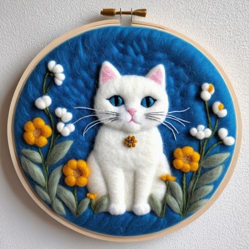 WallustrioaW Nadelfilz-Set,DIY Nähset,Blumentier süße Katze,Nähset aus Filz,Bastelset aus Filz,Bastelset,Anfänger Nähpaket DIY Art Craft Geschenk,Heimdekoration von WallustrioaW