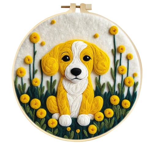 WallustrioaW Nadelfilz-Set,DIY Nähset,Tierhund,Blumenhund,Nähset aus Filz,Bastelset aus Filz,Bastelset,Anfänger Nähpaket DIY Art Craft Geschenk,Heimdekoration von WallustrioaW