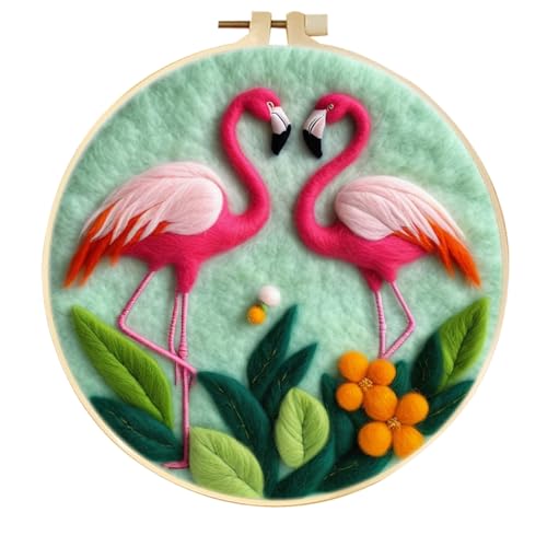 WallustrioaW Nadelfilzen Starter Set für Erwachsene,Tropische Blätter,großer rosa Vogel,Wollfilz Set Nadelfilz Set Wollfilz Nadelfilz Set Wollfilz Set für Anfänger von WallustrioaW