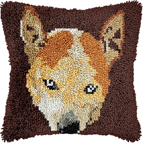 WallustrioaW Tier Hund Knüpfkissen Set,Latch Hook Kissen Kit,Bullterrier,3D Handgemachte Geschenke Knüpfteppich Für Kinder Und Erwachsene Knüpfset,43x43cm von WallustrioaW