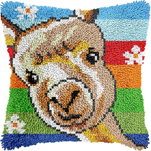 WallustrioaW kissen knüpfen set erwachsene,tierisches Alpaka,Kissen Kissen Chunky Kreuzstich Kit Stickerei Nadelspitze Kissen Kit Für Wohnkultur,43x43cm von WallustrioaW